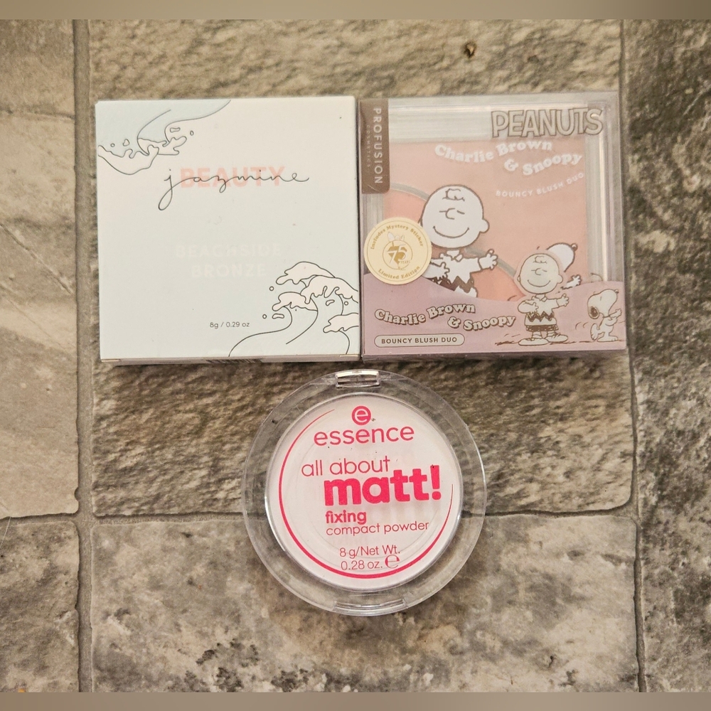 Essence All About Matt, Jasmine Beauty Bronzer & Profusion x Peanuts Blush BNIB - Picture 2 of 12